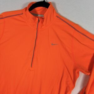 Nike Pullover Womens Large Orange Dri-Fit Running Half Zip Lightweight Top